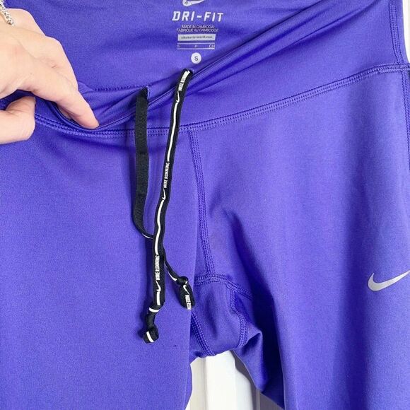 Nike Dri-Fit Women’s Capri Purple/Periwinkle Running Leggings Small Drawstring - Picture 6 of 10